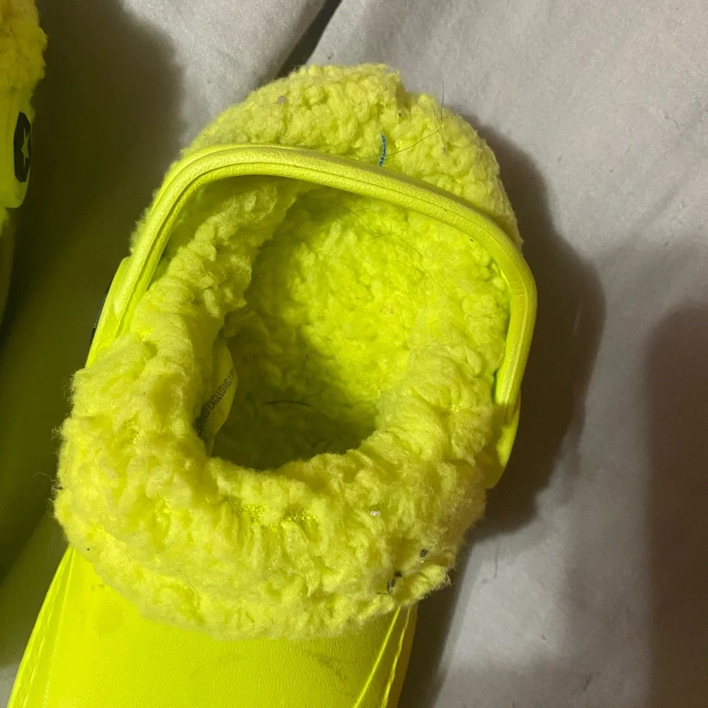 Vibrant Yellow Fuzzy Kids‎ Crocs